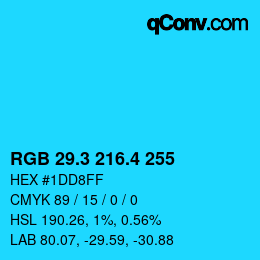 カラーコード: RGB 29.3 216.4 255 | qconv.com
