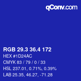 カラーコード: RGB 29.3 36.4 172 | qconv.com