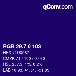 カラーコード: RGB 29.7 0 103 | qconv.com