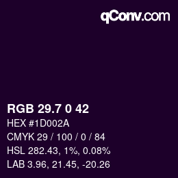 カラーコード: RGB 29.7 0 42 | qconv.com