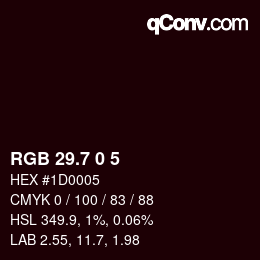 カラーコード: RGB 29.7 0 5 | qconv.com