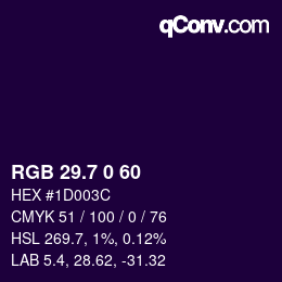 カラーコード: RGB 29.7 0 60 | qconv.com