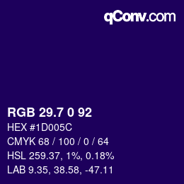 カラーコード: RGB 29.7 0 92 | qconv.com
