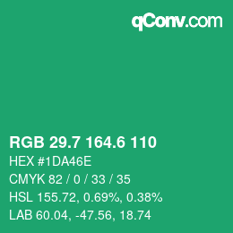 カラーコード: RGB 29.7 164.6 110 | qconv.com