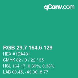 カラーコード: RGB 29.7 164.6 129 | qconv.com