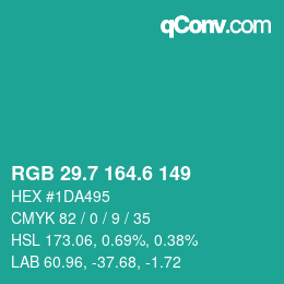 カラーコード: RGB 29.7 164.6 149 | qconv.com