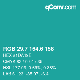 カラーコード: RGB 29.7 164.6 158 | qconv.com