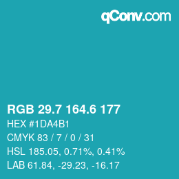 カラーコード: RGB 29.7 164.6 177 | qconv.com