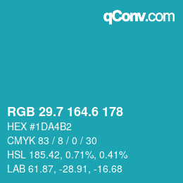 カラーコード: RGB 29.7 164.6 178 | qconv.com