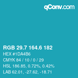 カラーコード: RGB 29.7 164.6 182 | qconv.com