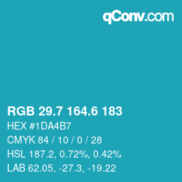 カラーコード: RGB 29.7 164.6 183 | qconv.com