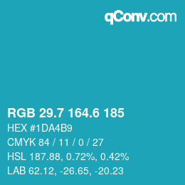 カラーコード: RGB 29.7 164.6 185 | qconv.com