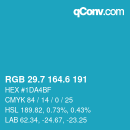 カラーコード: RGB 29.7 164.6 191 | qconv.com