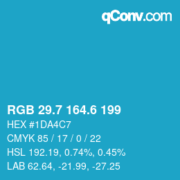 カラーコード: RGB 29.7 164.6 199 | qconv.com