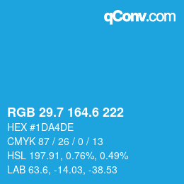 カラーコード: RGB 29.7 164.6 222 | qconv.com