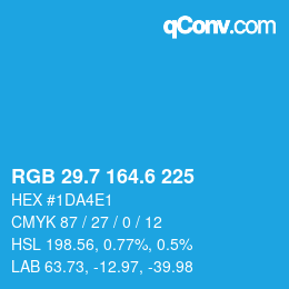 カラーコード: RGB 29.7 164.6 225 | qconv.com