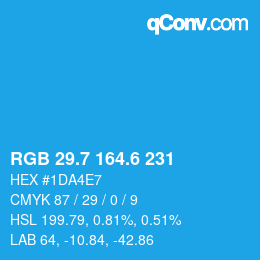 カラーコード: RGB 29.7 164.6 231 | qconv.com