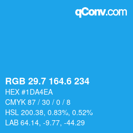 カラーコード: RGB 29.7 164.6 234 | qconv.com