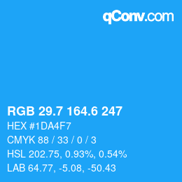 カラーコード: RGB 29.7 164.6 247 | qconv.com
