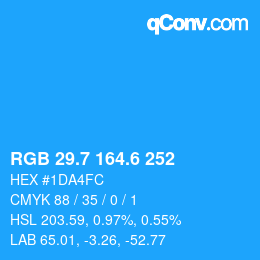 カラーコード: RGB 29.7 164.6 252 | qconv.com