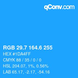 カラーコード: RGB 29.7 164.6 255 | qconv.com