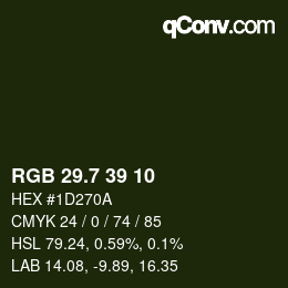 カラーコード: RGB 29.7 39 10 | qconv.com