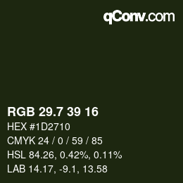 カラーコード: RGB 29.7 39 16 | qconv.com