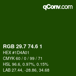 カラーコード: RGB 29.7 74.6 1 | qconv.com