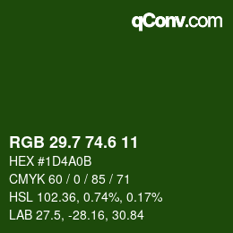 カラーコード: RGB 29.7 74.6 11 | qconv.com