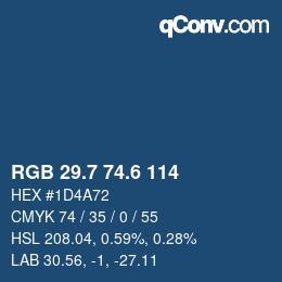 カラーコード: RGB 29.7 74.6 114 | qconv.com
