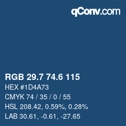 カラーコード: RGB 29.7 74.6 115 | qconv.com