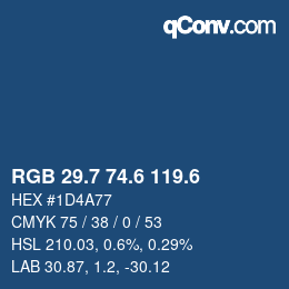 カラーコード: RGB 29.7 74.6 119.6 | qconv.com