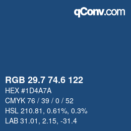 カラーコード: RGB 29.7 74.6 122 | qconv.com