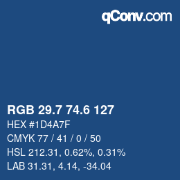 カラーコード: RGB 29.7 74.6 127 | qconv.com