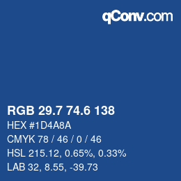 カラーコード: RGB 29.7 74.6 138 | qconv.com