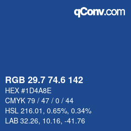 カラーコード: RGB 29.7 74.6 142 | qconv.com