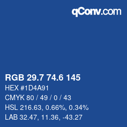 カラーコード: RGB 29.7 74.6 145 | qconv.com