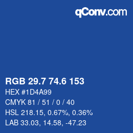 カラーコード: RGB 29.7 74.6 153 | qconv.com