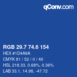 カラーコード: RGB 29.7 74.6 154 | qconv.com
