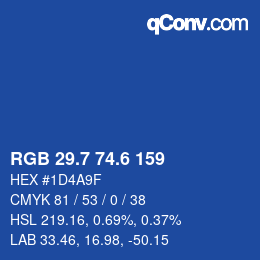 カラーコード: RGB 29.7 74.6 159 | qconv.com