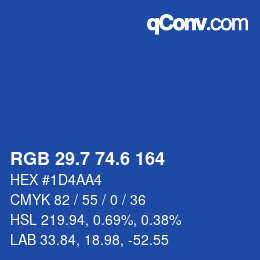 カラーコード: RGB 29.7 74.6 164 | qconv.com