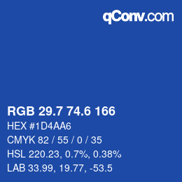 カラーコード: RGB 29.7 74.6 166 | qconv.com
