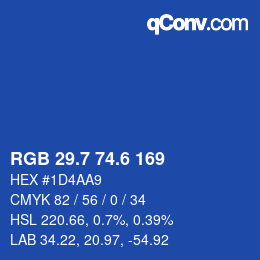 カラーコード: RGB 29.7 74.6 169 | qconv.com