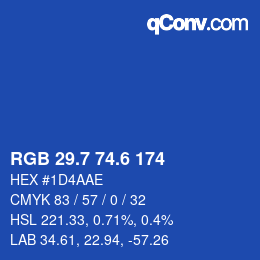 カラーコード: RGB 29.7 74.6 174 | qconv.com