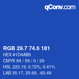 カラーコード: RGB 29.7 74.6 181 | qconv.com