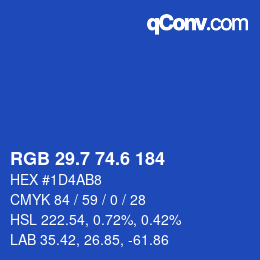 カラーコード: RGB 29.7 74.6 184 | qconv.com
