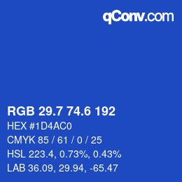カラーコード: RGB 29.7 74.6 192 | qconv.com