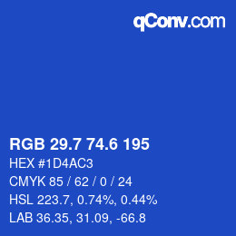 カラーコード: RGB 29.7 74.6 195 | qconv.com