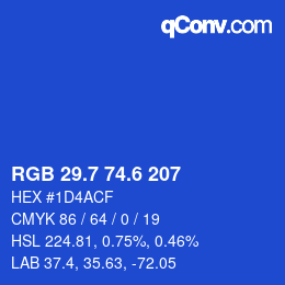 カラーコード: RGB 29.7 74.6 207 | qconv.com