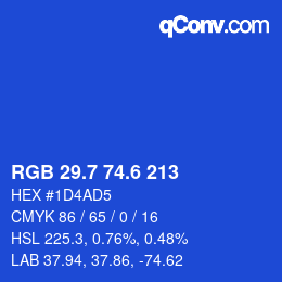 カラーコード: RGB 29.7 74.6 213 | qconv.com